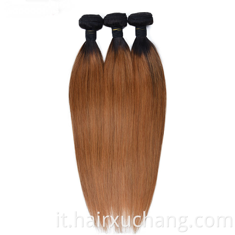 Nuovo prodotto Ombre 1b/30 Extensions Human Hair Bundles RAW Indian Hair con chiusura